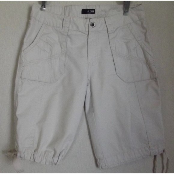 a.n.a. Bermuda Shorts 6 x 11" Inseam low rise khaki beige chino 100% cotton - Picture 7 of 11